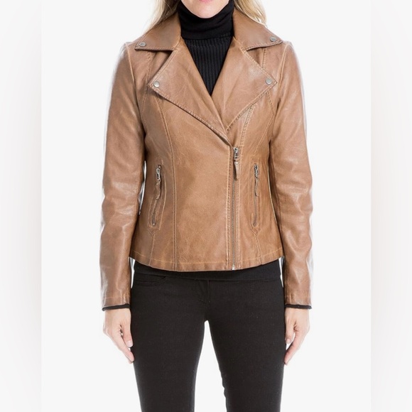 Max Studio Women's Moto Jacket. Size-L. Color-Luggage. MSRP-$98.00. NWT - Picture 1 of 13